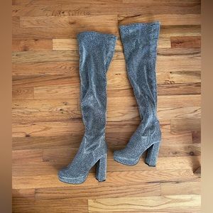 Glittery thigh high boots